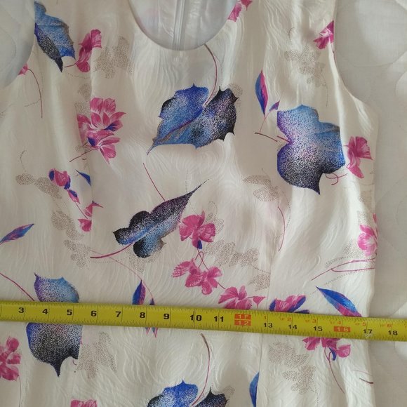 Vintage 80s white floral 2 piece dress jacket suit NWOT - Picture 10 of 15